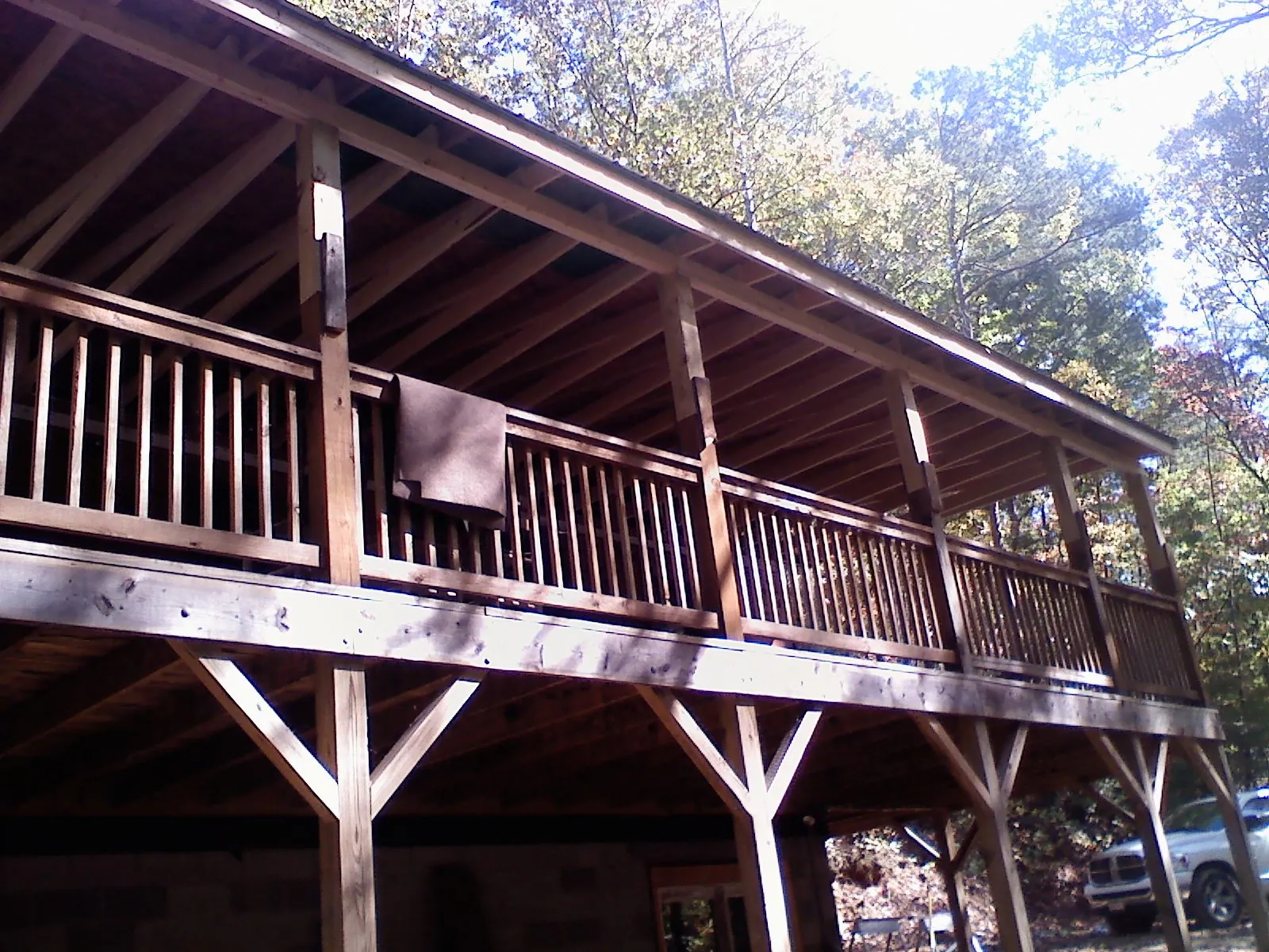 Timber framing under a new elevated porch and deck — Roof Leak Repair in Deep River by Roofing Brothers
